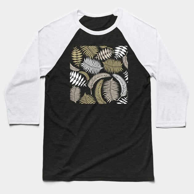 Cute Golden Leaves Leaf Branch Nature Plant Pattern Baseball T-Shirt by Freid